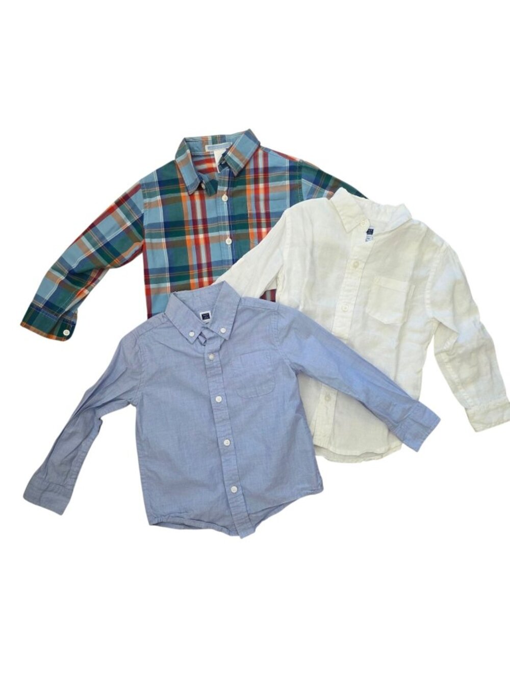 Janie and Jack Lot of 3 2T Long Sleeve Button Down Shirts Blue White Plaid